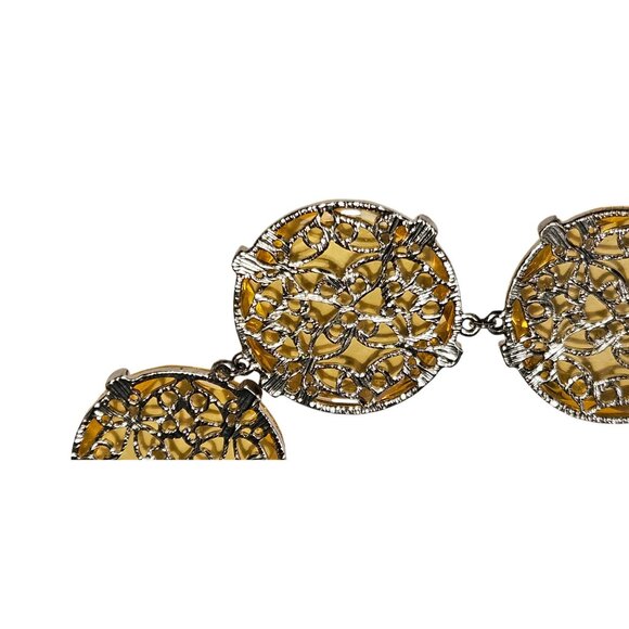 Gold-Tone Statement Necklace With Intricate Floral Swirls & Adjustable Chain - Picture 10 of 12